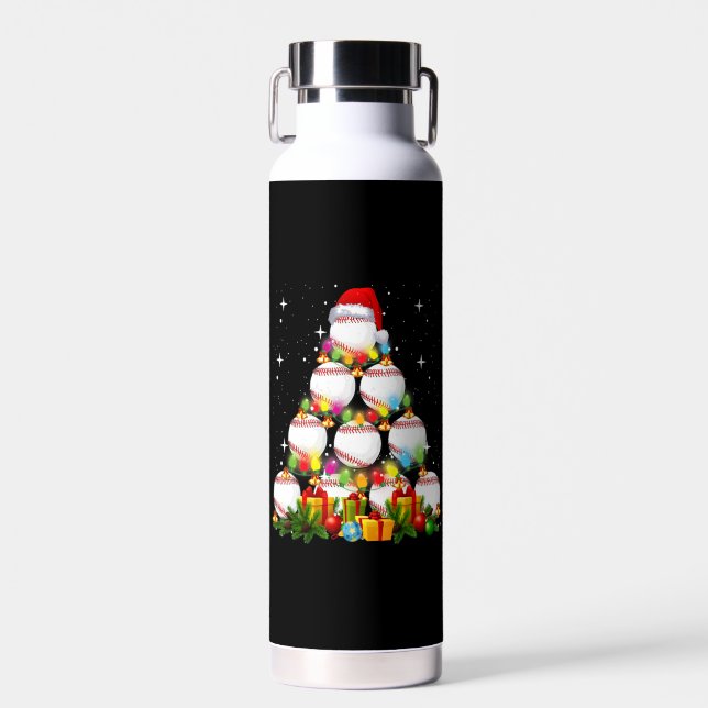 Baseball Christmas Tree Xmas Baseball Player Trinkflasche (Vorne)