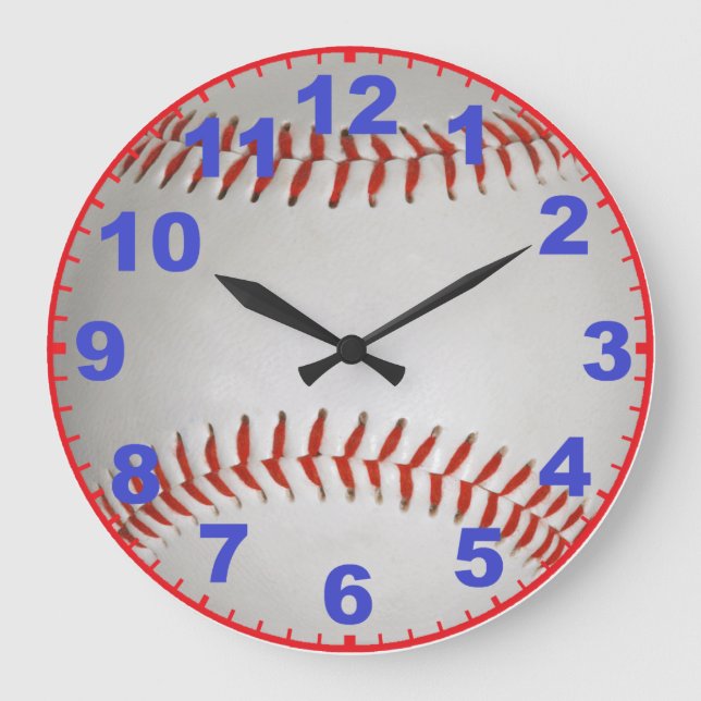Baseball Clock With Numbers Große Wanduhr (Vorderseite)