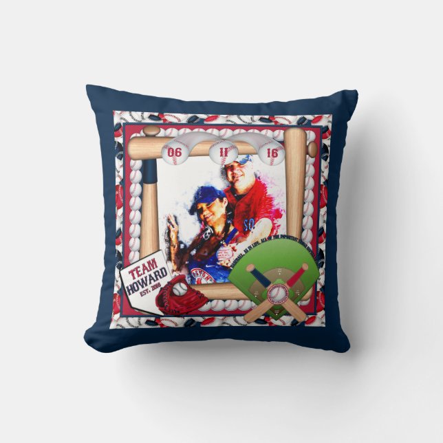 Baseball-Cluster, Sq Frame Pillow CUSTOM HOWARD Kissen (Vorderseite)