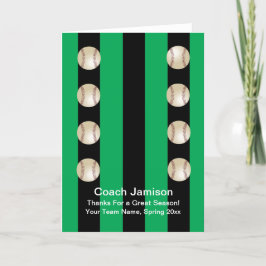 Baseball Coach Green und Black Danke-Card Dankeskarte
