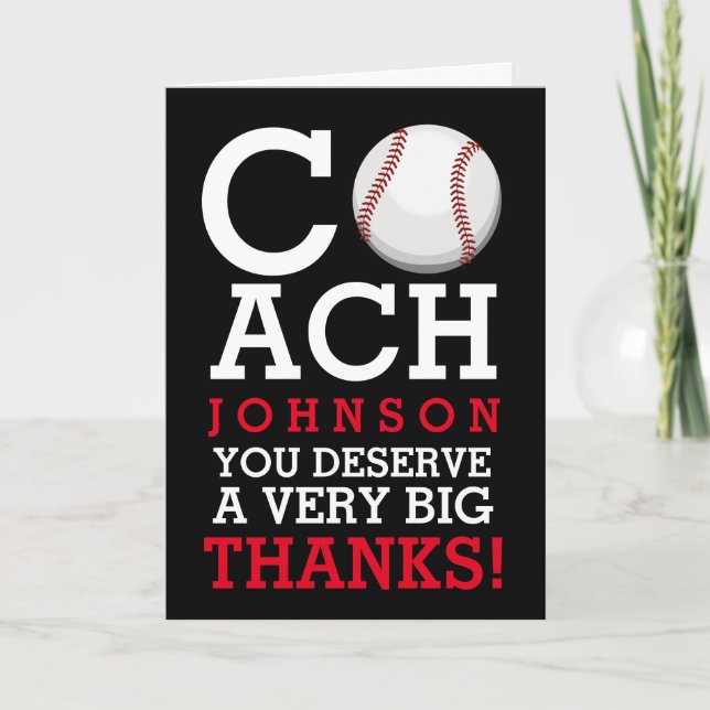 Baseball Coach Individuelle Name Vielen Dank Dankeskarte (Vorderseite)