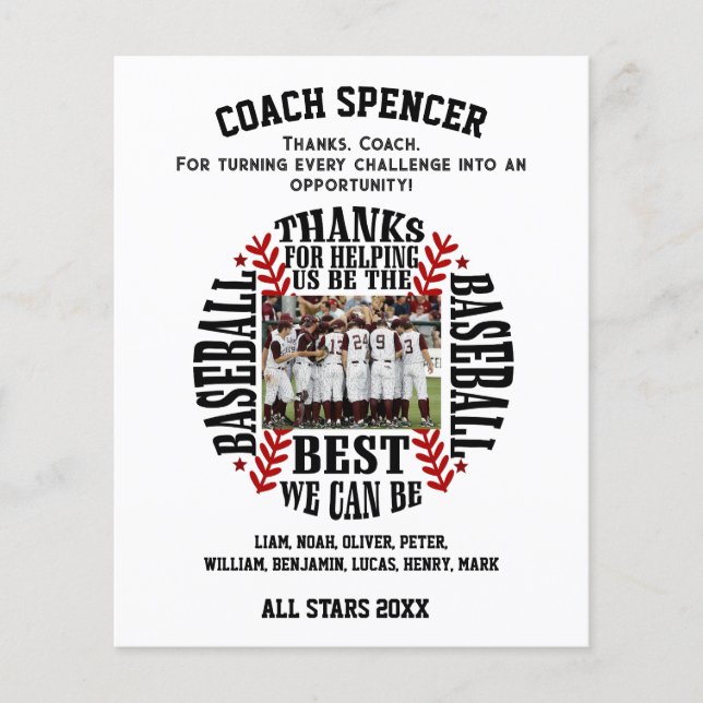Baseball Coach vielen Dank Flyer (Vorne)