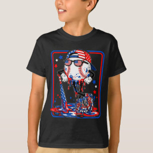 Baseball coole Tropfen 4. Juli patriotisch amerika T-Shirt