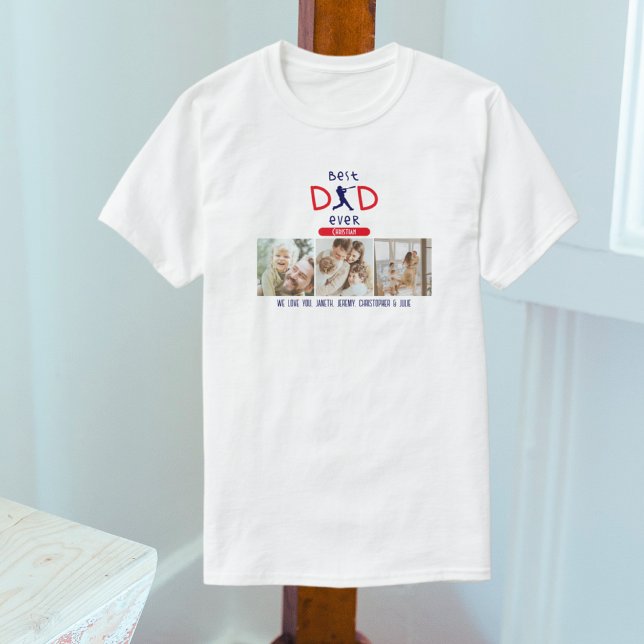Baseball Cooler Niedlicher Vater Foto Collage Vate T-Shirt (Von Creator hochgeladen)