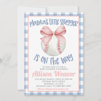 Baseball Coquette Baby Dusche Einladung
