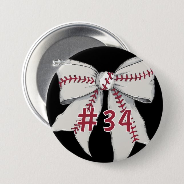 Baseball-Coquette/Bogen mit benutzerdefinierter Sp Button (Vorne & Hinten)