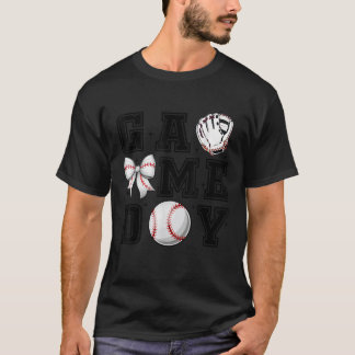 Baseball Coquette Bow Niedlich Gameday Cheer Mama T-Shirt