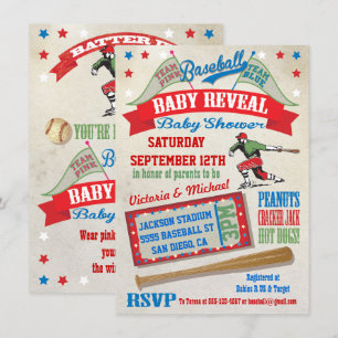 Baseball Couples Baby Reveal Shower Einladungen