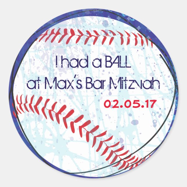 BASEBALL CRAZE Bar Bat Mitzvah Geschenkaufkleber Runder Aufkleber (Vorderseite)