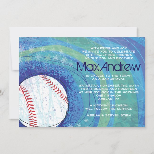 BASEBALL CRAZE Bar Bat mitzvah Invitation (Devant)