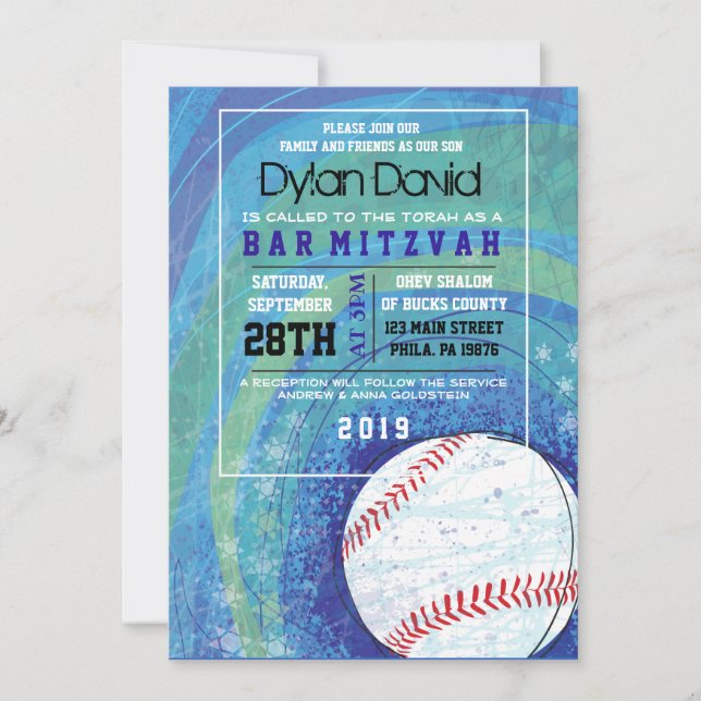 BASEBALL CRAZE Bar Bat mitzvah Invitation (Devant)