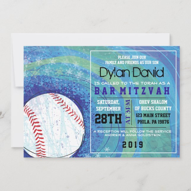 BASEBALL CRAZE Bar Bat mitzvah Invitation (Devant)