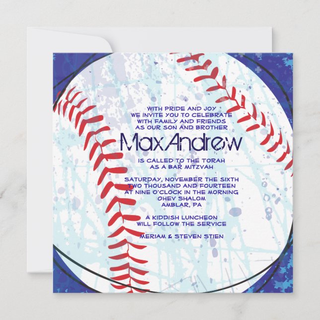 BASEBALL CRAZE Runde Bar Bat Mitzvah Einladung (Vorderseite)