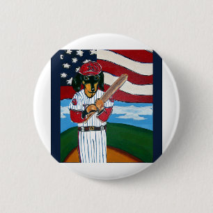 Baseball Dackel Button