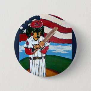 Baseball Dackel Button