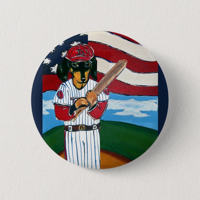 Baseball Dackel Button (Vorderseite)