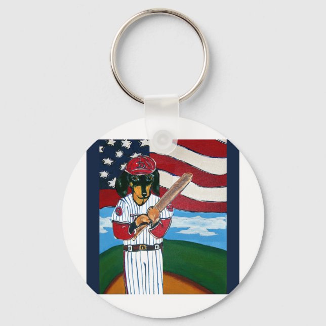 Baseball Dackel Schlüsselanhänger (Vorderseite)