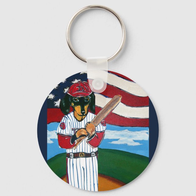 Baseball Dackel Schlüsselanhänger (Vorderseite)