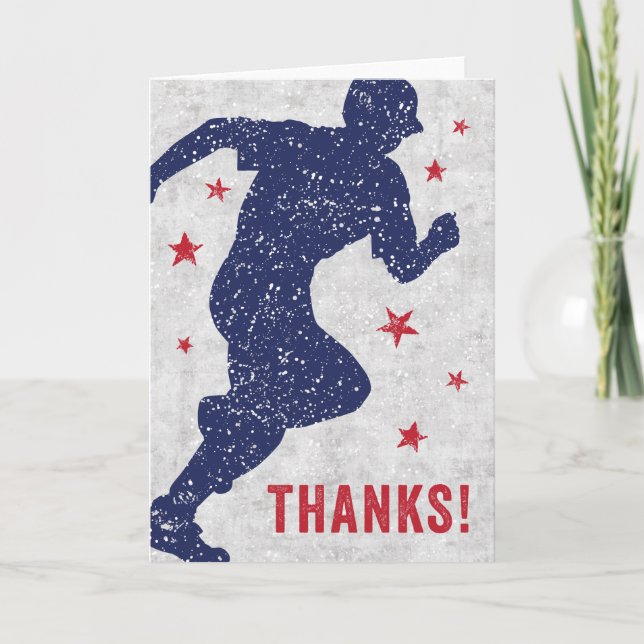 Baseball Danke, Karte mit laufendem Jungen (Vorderseite)
