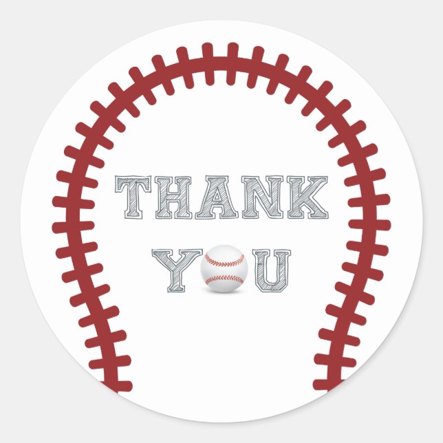 Baseball Danke Runder Aufkleber (Vorderseite)