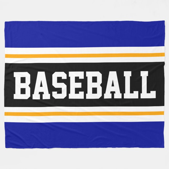 BASEBALL Deep Blue Yellow Black Athletic Stripes Fleecedecke (Vorderseite (Horizontal))