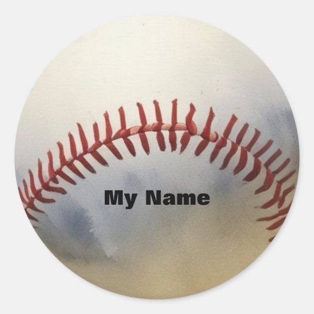 Baseball Dein Name Runder Aufkleber (Vorderseite)