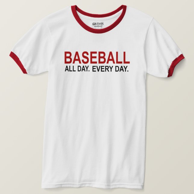 Baseball den ganzen Tag T-Shirt (Design vorne)