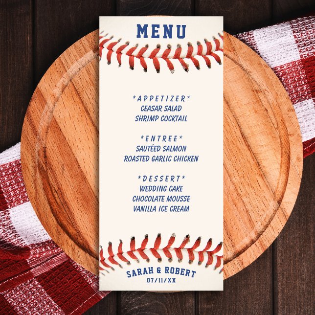 Baseball die perfekte Empfängnis für Hochzeiten Menükarte (Baseball The Perfect Catch Wedding Reception Menu)