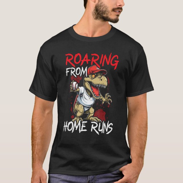 Baseball Dinsoaur Sport  Baseball Player Dino Foss T-Shirt (Vorderseite)