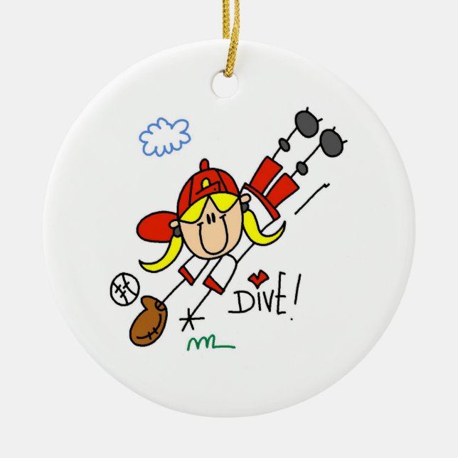 Baseball Dive Girls Softball T - Shirt und Geschen Keramikornament (Vorne)