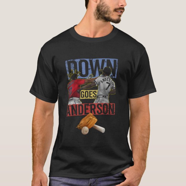 Baseball Down Goes Anderson Funny T-Shirt (Vorderseite)