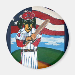 Baseball-Doxie Magnet