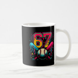 Baseball Drip 6 7 Nummer 67 Sechs Sieben Meme Männ Kaffeetasse