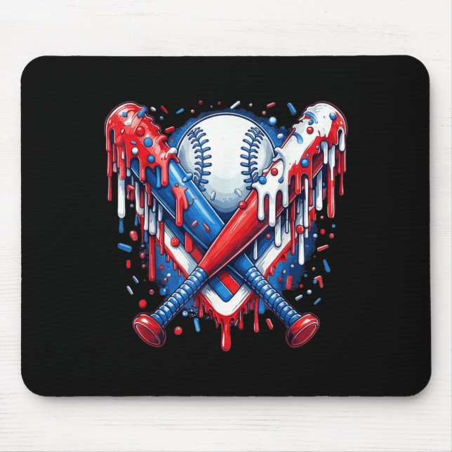 Baseball-Drip American Flag-Schläger 4. Juli Mousepad (Vorne)