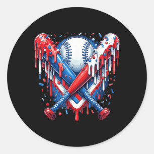 Baseball-Drip American Flag-Schläger 4. Juli Runder Aufkleber