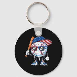Baseball Drip Amerikanische Flagge Schläger 4. Jul Schlüsselanhänger