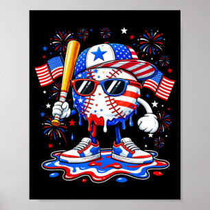 Baseball Drip Amerikanische USA-Flagge Jungen Kind Poster