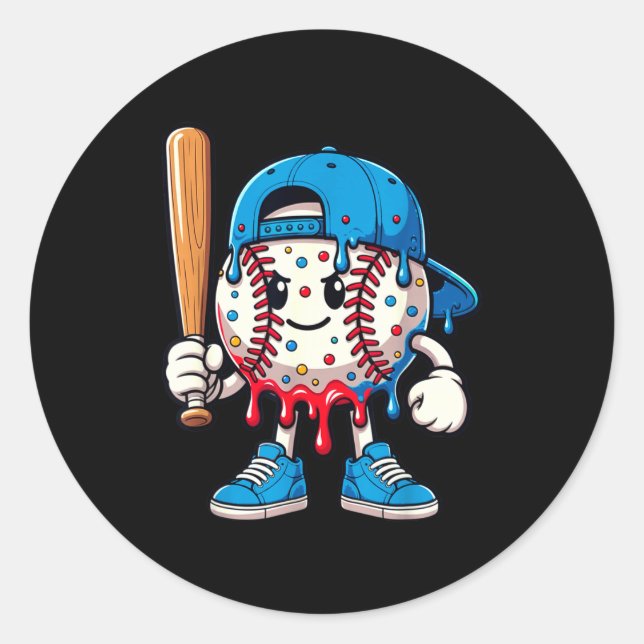 Baseball Drip Baseball Life Style 101 Apparel Yout Runder Aufkleber (Vorderseite)