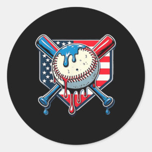 Baseball-Drip-Boy-Eiscreme-patriotische-amerikanis Runder Aufkleber