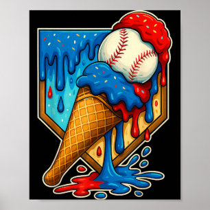 Baseball-Drip-Eiscreme 6 7 Nummer 67 Sechs Sieben Poster