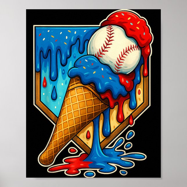 Baseball-Drip-Eiscreme 6 7 Nummer 67 Sechs Sieben  Poster (Vorne)