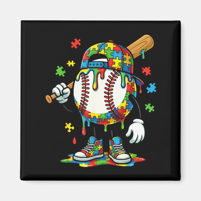 Baseball Drip Eiscreme Sport Autismus-Bewusstsein  Magnet (Vorne)