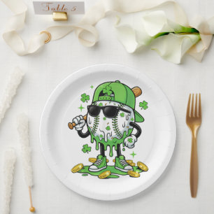 Baseball-Drip-Eiscreme St. Patricks Day Pappteller