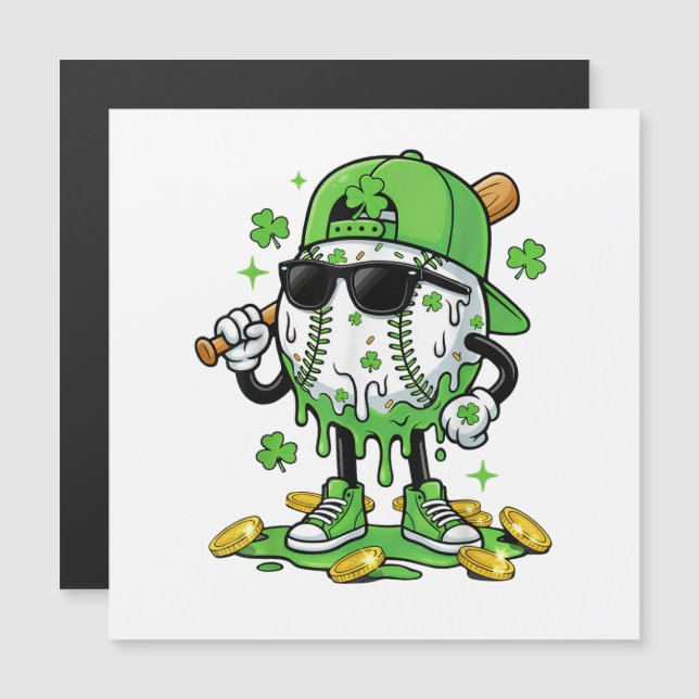 Baseball-Drip-Eiscreme St. Patricks Tag Magnetkarte (Vorne/Hinten)