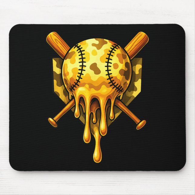 Baseball-Drip-Eiscreme-Tarnung Cooles Design  Mousepad (Vorne)