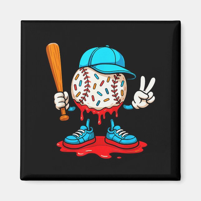 Baseball Drip For Boys Ice Cream Drip Baseball  Magnet (Vorne)