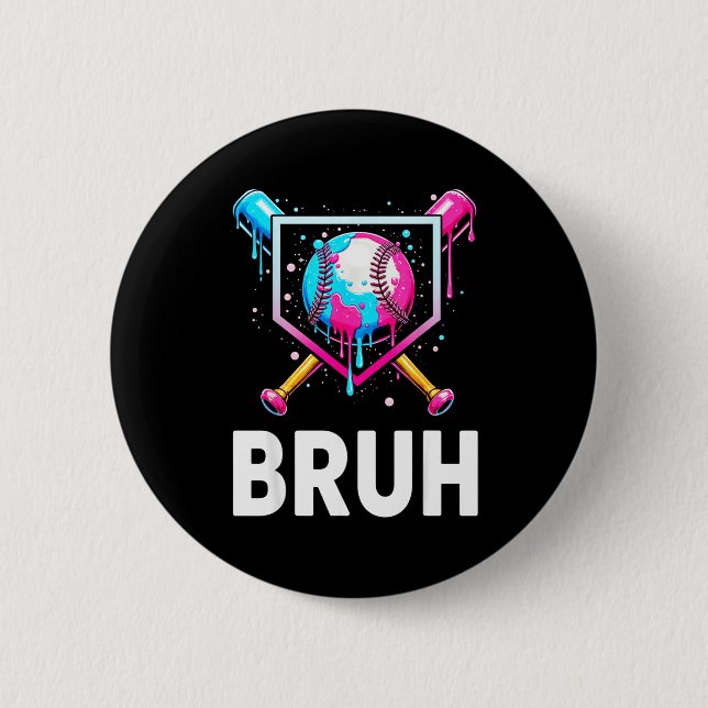 Baseball Drip Funny Bruh Ice Cream Dripng Matching Button (Vorderseite)