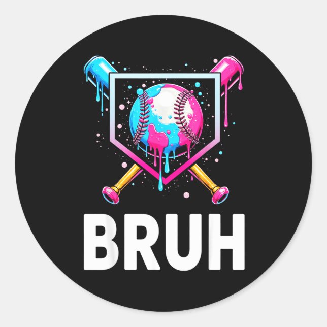 Baseball Drip Funny Bruh Ice Cream Dripng Matching Runder Aufkleber (Vorderseite)