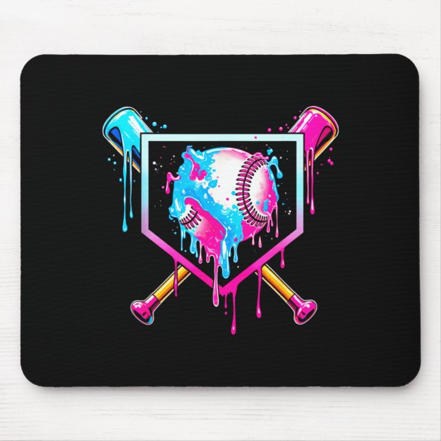Baseball Drip Funny Ice Cream Dripng Matching Fami Mousepad (Vorne)