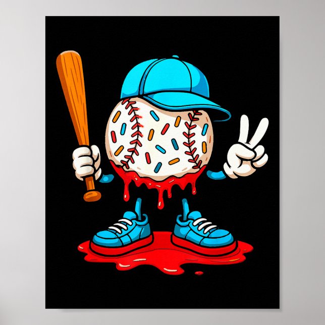 Baseball-Drip für Jungen Eiscreme-Drip Baseball  Poster (Vorne)